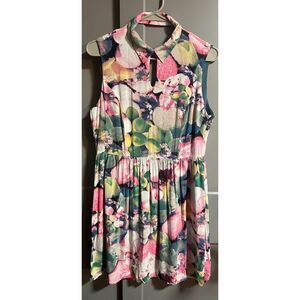 Varga Womens Floral Print Keyhole Collar Halter Dress Multicolor Size Large
